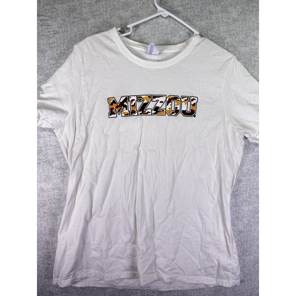 Mizzou Tigers Womens X-Large University of Missouri White T-shirt Cotton EUC
